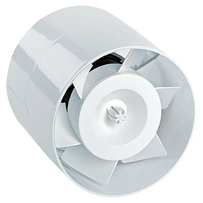 Air-Circle Rohreinschub-Ventilator - 10 cm, Weiß - Ein weißer Abluftventilator für Badezimmer, Toiletten und andere Innenräume, der für eine gute Belüftung sorgt.