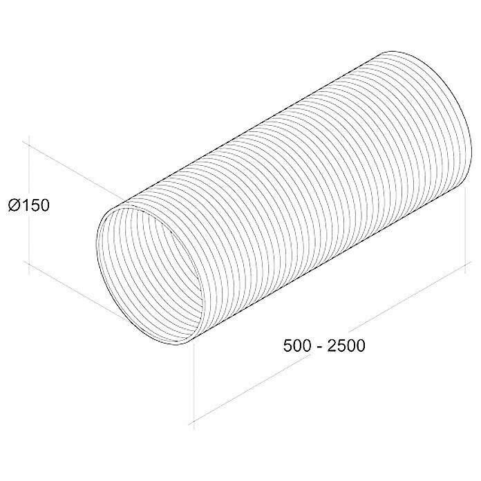 Air-Circle Fleksibilna cijev (Aluminij, Ø x D: 150 mm x 2,5 m, Maksimalni protok zraka: Od 600 m³/h)