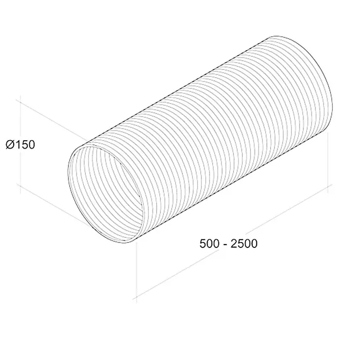 Air-Circle Flexrohr - Aluminium, Ø x L: 150 mm x 2,5 m, Max. Luftleistung: 600 m³/h - Flexibler Lüftungsschlauch mit einem Durchmesser von 150 mm und einer Länge von 500-2500 mm. Ideal für Lüftungsanlagen.