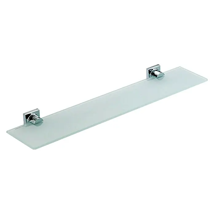 Camargue Cannes Glasablage - Breite: 60 cm, Chrom, Glänzend - Wandregal aus satiniertem Glas mit Chromhalterungen für Badaccessoires und Aufbewahrung.