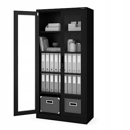 Jan Nowak Vitrinenschrank AMELIA, 90x185x40 cm, Schwarz