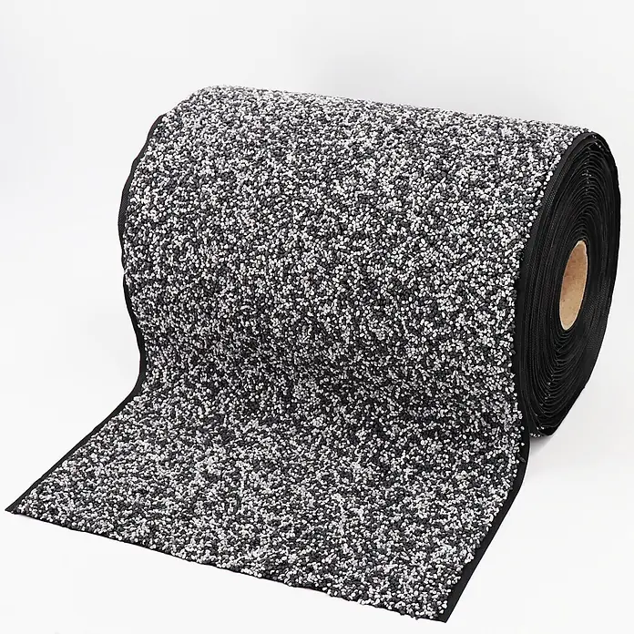 Steinfolie 14m x 1m breit Für Teichrand Bachlauf Teichfolie Kiesfolie Grau -  - Rolle Material mit schwarzen, weißen und grauen Granulaten.