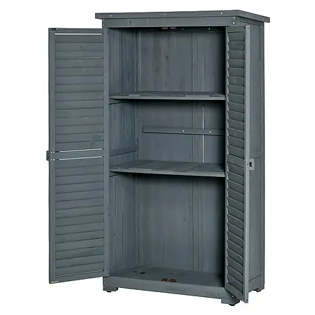 Furnicato Gartenschrank aus Tannenholz, Grau, 87 x 46,5 x 160 cm