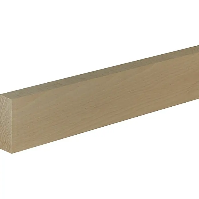 Profiles and more Rechteckleiste - 95 cm x 60 mm x 20 mm, Buche - Nahaufnahme eines unbehandelten Holzstücks, das die natürliche Maserung und Textur des Holzes hervorhebt. Ideal für Bau- und Bastelprojekte.