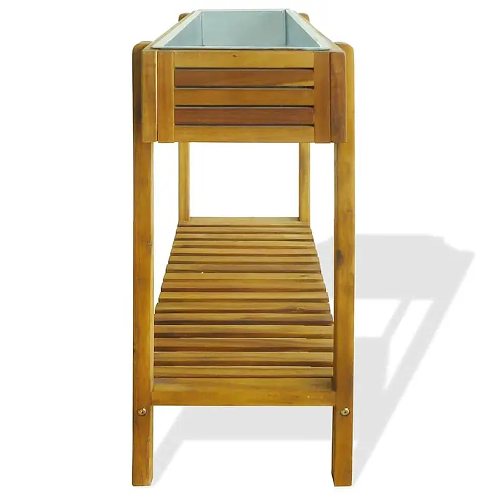 Furnicato Kräuterhochbeet Akazienholz mit Zinkauskleidung, 90x30x75 cm -  - Rechteckiges Hochbeet aus Holz mit Metalleinsatz und Lattenrostablage.