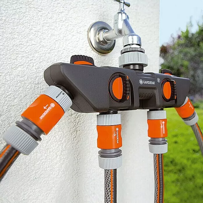 Takagi Distributore A 2 Vie Per Irrigazione | Rubinetto Con Uscite Regolabili | Attacco 1/2" E 3/4" | Plastica ABS