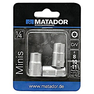 Matador Set dopsleutelinzetstukken (Buiten-TORX, 3 x dopsleutelinzetstuk ¼? E8/E10/E11)