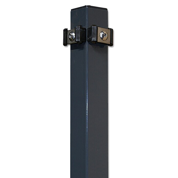 Hadra Eckpfosten (Anthrazit, 50 x 50 x 1.500 mm, Klemmhalter, Passend für: Hadra Doppelstabmatte Small)