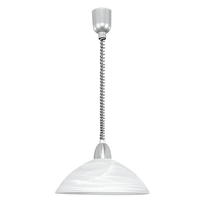 Eglo Pendelleuchte rund Lord 2 - Durchmesser: 360 mm, Höhe: 110 cm, Weiß, Nickel matt - Hängelampe mit gewirbeltem Lampenschirm und Spiralkabel für stilvolle Beleuchtung im Raum.