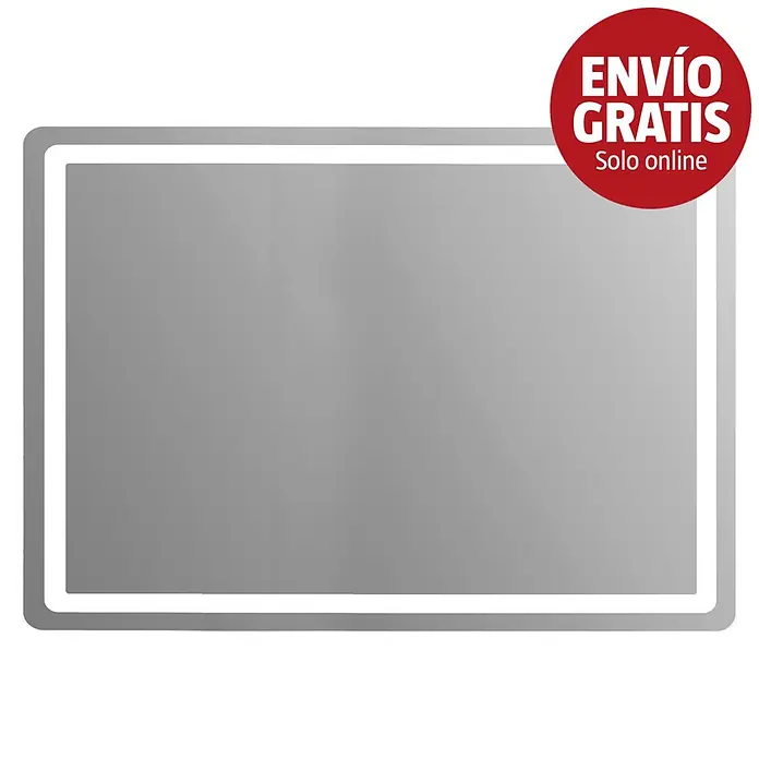 Espejo con luz Bruma - 140 x 70 cm, Blanco frío - Espejo rectangular con borde iluminado.