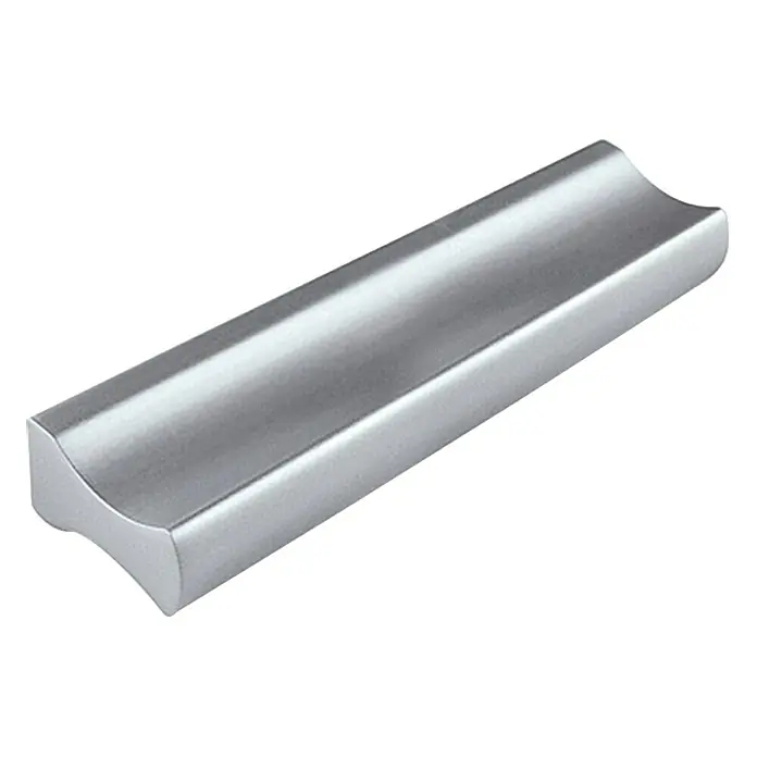 Rei Tirador para muebles - Distancia entre orificios: 96 mm, Tipo de tirador del mueble: Barra, Aluminio - Tirador de mueble plateado con bordes redondeados y una ranura para un fácil agarre. Perfecto para diseños de muebles modernos.