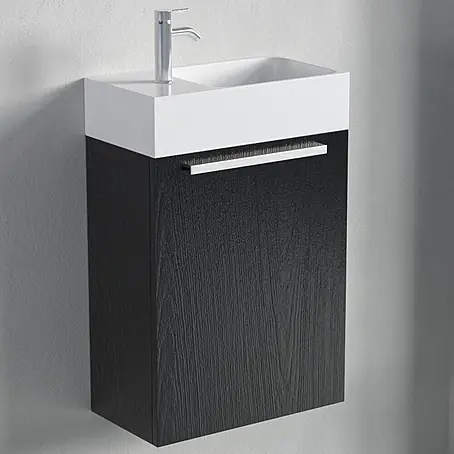 LOMAZOO WC-Möbel Bombay 40 x 22 x 60 cm Eiche schwarz, Waschbecken Weiß