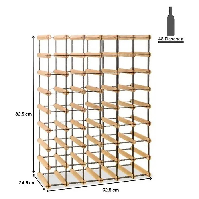 Modulares Weinregal VINOTECA MOD 82,5x62,5x24,5cm 6x8 Flaschen Braun geölt - 