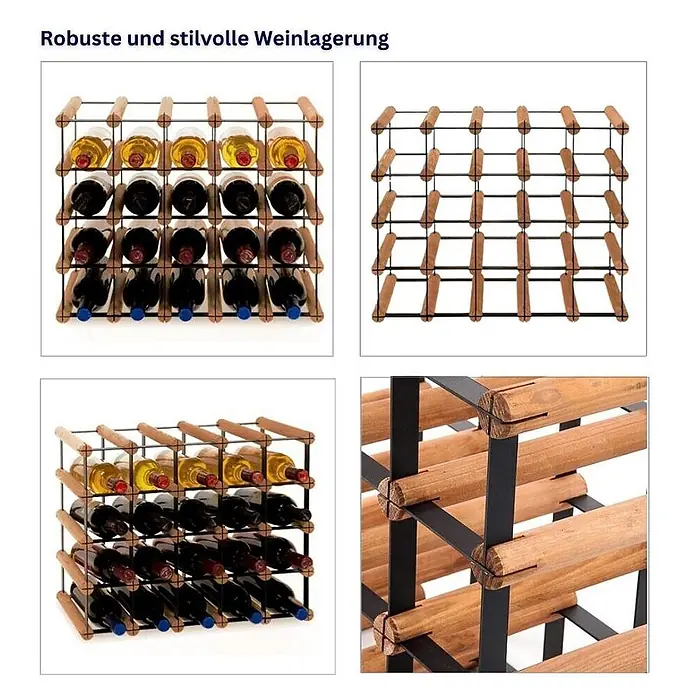 Modulares Weinregal VINOTECA MOD 42,5x52,5x24,5cm 5x4 Flaschen Braun geölt - 