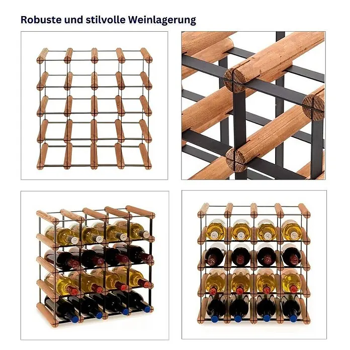 Modulares Weinregal VINOTECA MOD 42,5x42,5x24,5cm 4x4 Flaschen Braun geölt - 