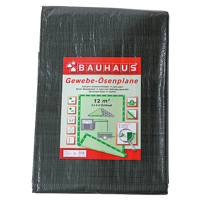 BAUHAUS Gewebe-Ösenplane - 4 x 3 m, 140 g/m², Kunststoff - Vorderansicht