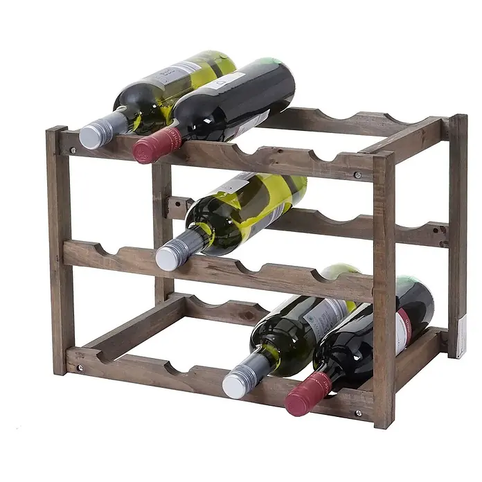 Weinregal für 12 Flaschen 30x42x26cm Tanne 3 Böden 1 Stück Flaschenregal - 