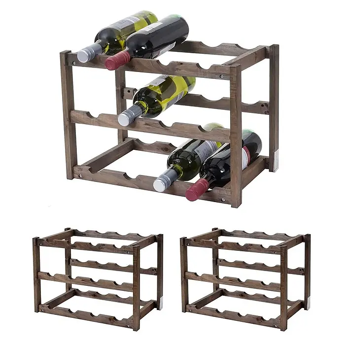 Weinregal für 12 Flaschen 30x42x26cm Tanne 3 Böden 1 Stück Flaschenregal - 