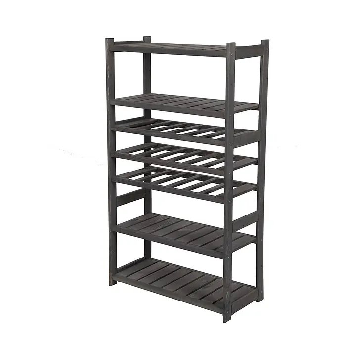 Weinregal SPREEWALD 124x70x33cm 18 Flaschen auf 3 Ebenen Grau geölt - 