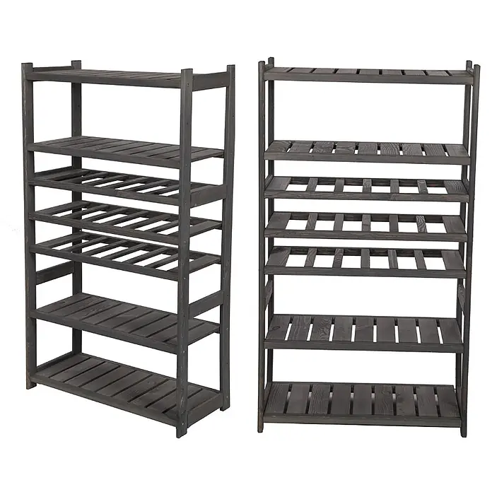 Weinregal SPREEWALD 124x70x33cm 18 Flaschen auf 3 Ebenen Grau geölt - 