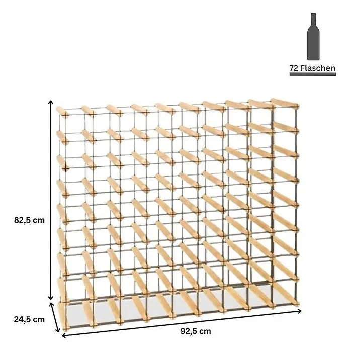 Modulares Weinregal VINOTECA MOD 82,5x92,5x24,5cm 9x8 Flaschen Braun geölt - 