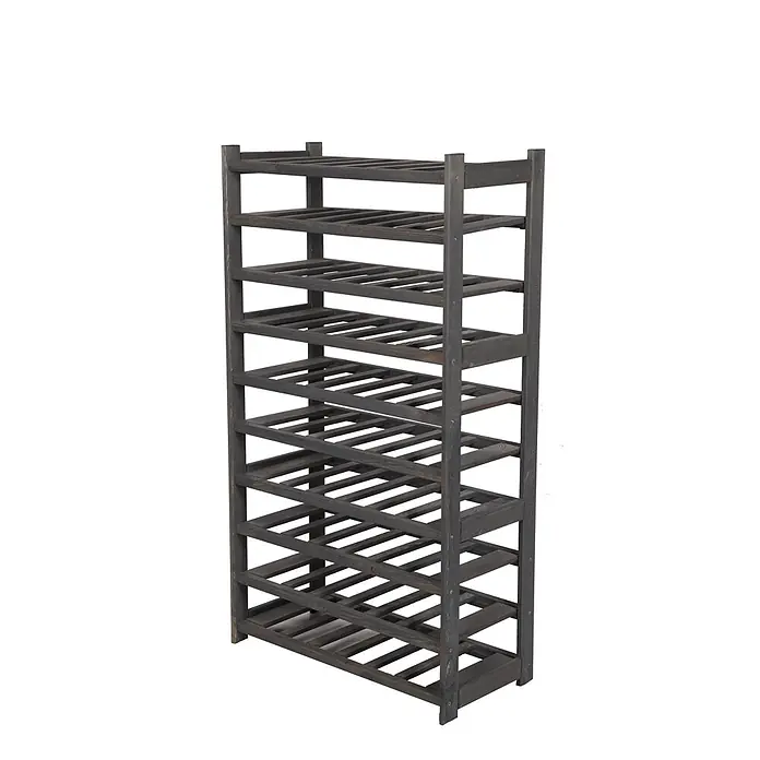 Weinregal SPREEWALD 124x70x33cm 60 Flaschen auf 10 Ebenen Grau geölt - 