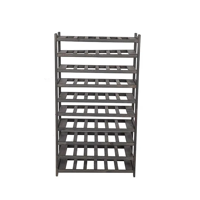 Weinregal SPREEWALD 124x70x33cm 60 Flaschen auf 10 Ebenen Grau geölt - 