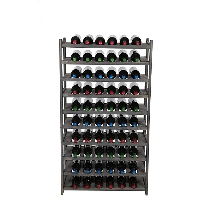 Weinregal SPREEWALD 124x70x33cm 60 Flaschen auf 10 Ebenen Grau geölt - 