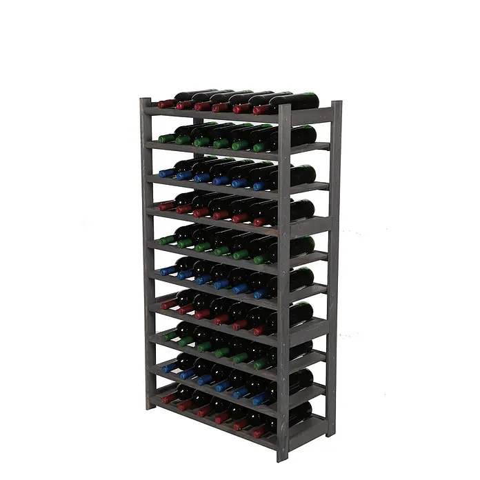 Weinregal SPREEWALD 124x70x33cm 60 Flaschen auf 10 Ebenen Grau geölt - 