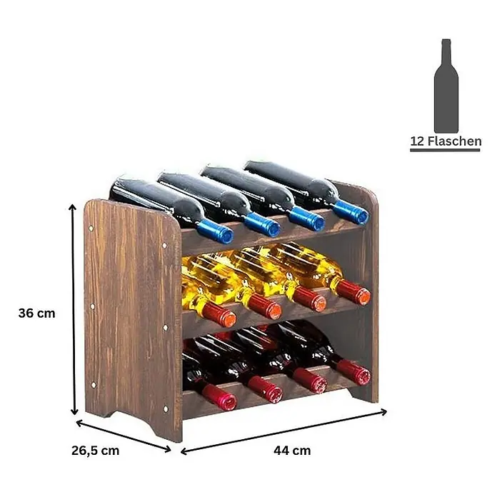 Weinregal PINOTWINE C 36x44x26,5cm 12 Flaschen Braun geölt - 