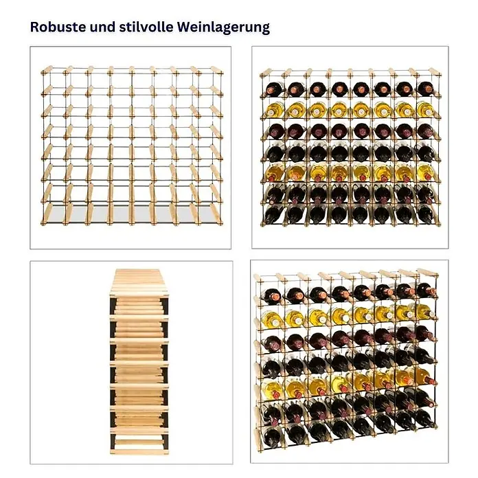 Modulares Weinregal VINOTECA MOD 72,5x82,5x24,5cm 8x7 Flaschen Braun geölt - 