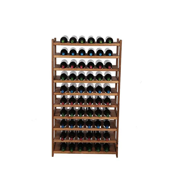 Weinregal SPREEWALD 124x70x33cm 60 Flaschen auf 10 Ebenen Braun geölt - 