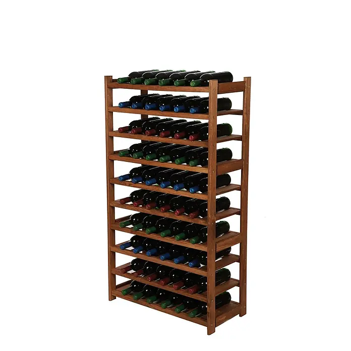 Weinregal SPREEWALD 124x70x33cm 60 Flaschen auf 10 Ebenen Braun geölt - 