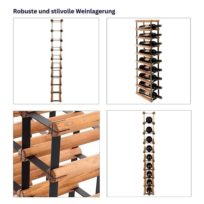 Modulares Weinregal VINOTECA MOD 92,5x12,5x24,5cm 1x9 Flaschen Braun geölt - 