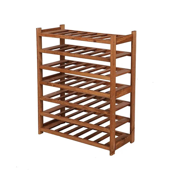 Weinregal SPREEWALD 86x70x33cm 42 Flaschen auf 7 Ebenen Braun geölt - 
