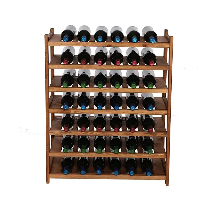 Weinregal SPREEWALD 86x70x33cm 42 Flaschen auf 7 Ebenen Braun geölt - 