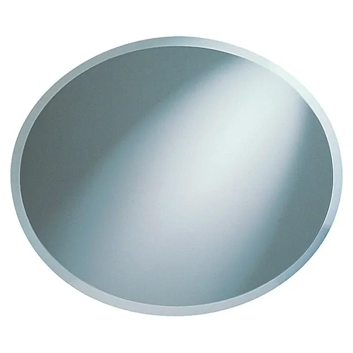Kristall-Form Facettenspiegel Nora - 50 x 60 cm, Oval - Runder silberner Spiegel mit einem schmalen Rahmen, der ein klares und modernes Design für Badezimmer oder Schlafzimmer bietet.