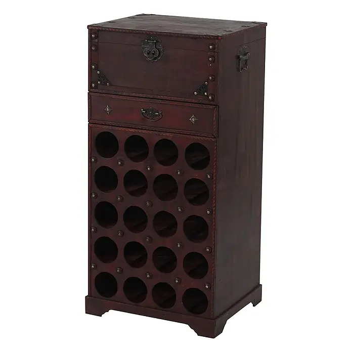 Weinregal Schublade Truhe für 20 Flaschen 94x46x38cm Kolonialstil Rot/Braun - 