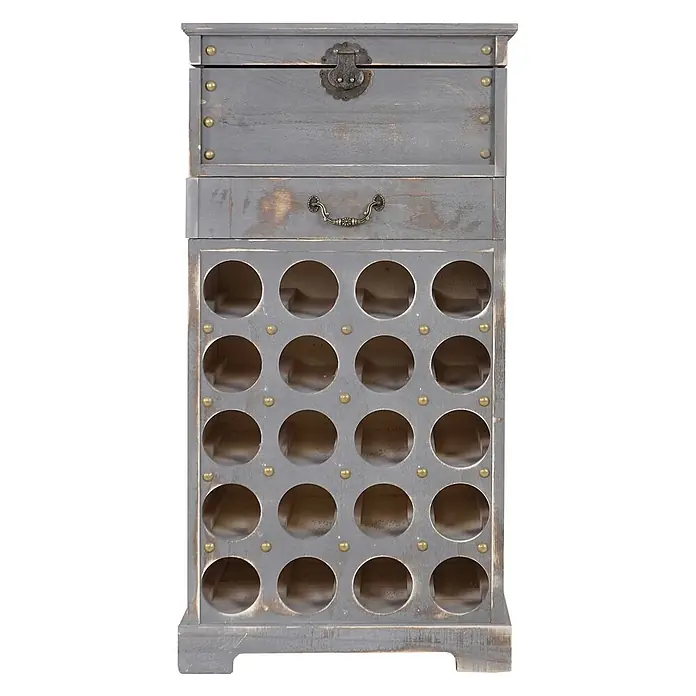 Weinregal & Schublade Flaschenregal für 20 Flaschen 94x48x31cm Vintage Grau - 