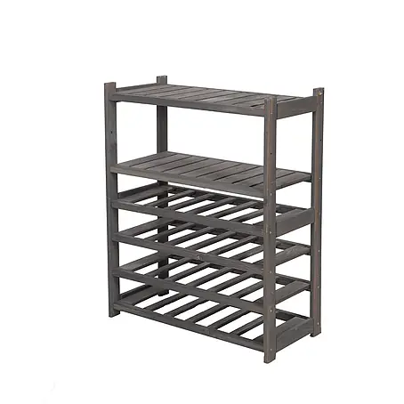 Weinregal SPREEWALD 86x70x33cm 24 Flaschen auf 4 Ebenen Grau geölt