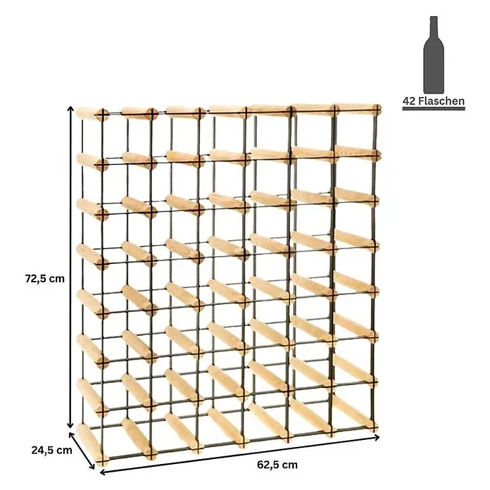 Modulares Weinregal VINOTECA MOD 72,5x62,5x24,5cm 6x7 Flaschen Braun geölt - 