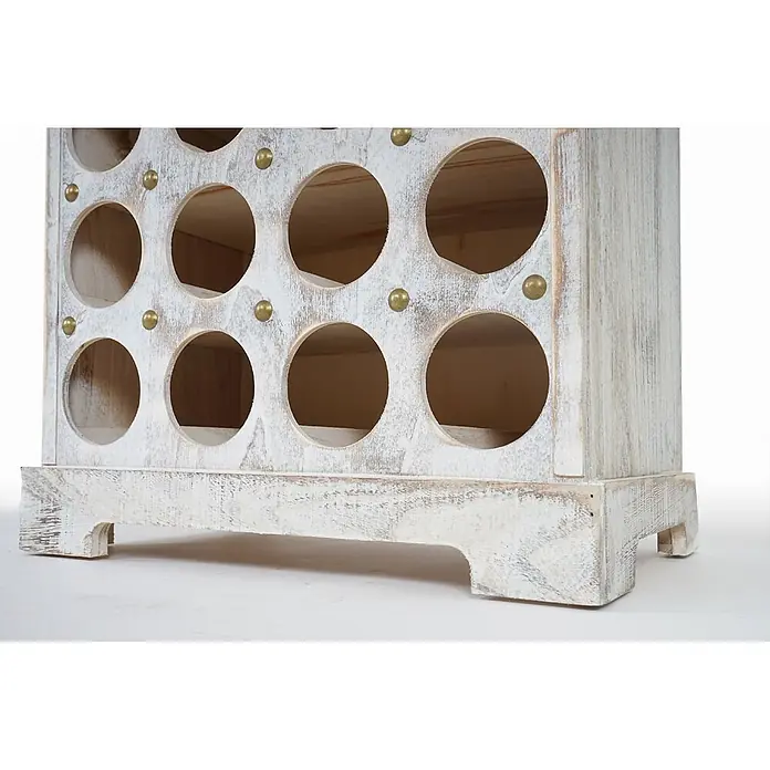 Weinregal mit Schublade und Truhe für 20 Flaschen 94x48x31cm Vintage Weiß - 