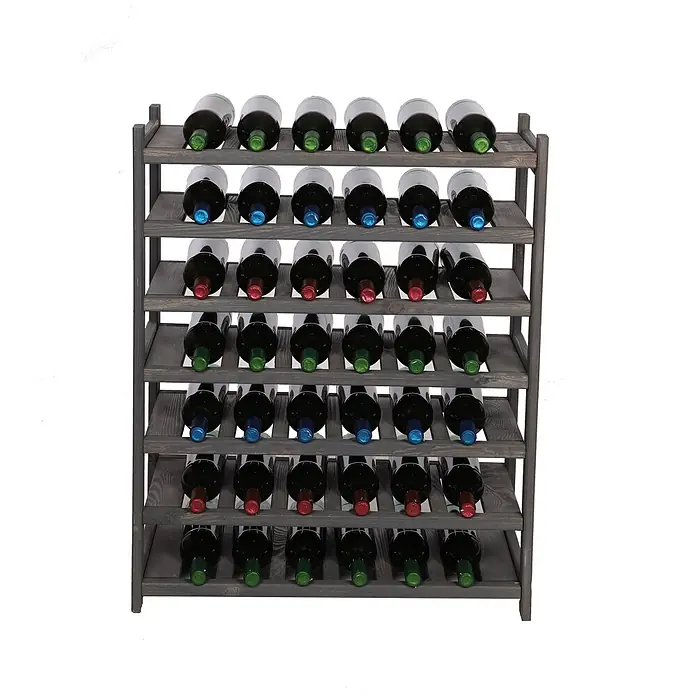 Weinregal SPREEWALD 86x70x33cm 42 Flaschen auf 7 Ebenen Grau geölt - 