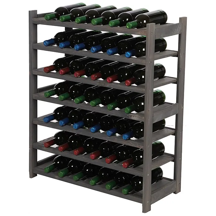 Weinregal SPREEWALD 86x70x33cm 42 Flaschen auf 7 Ebenen Grau geölt - 