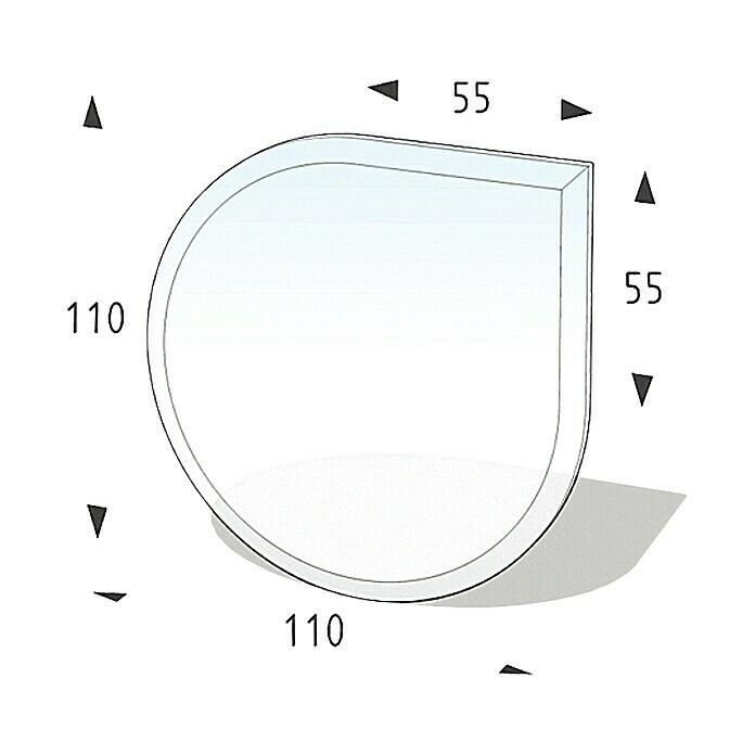 Lienbacher Glasbodenplatte110 x 110 cm, Tropfen Front View