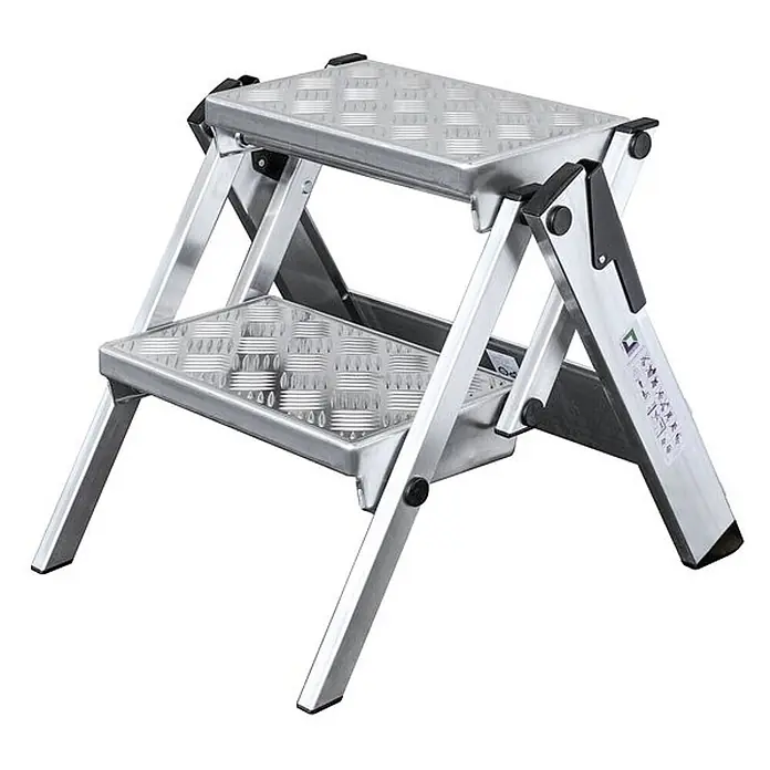 ML Kompakt-Tritt & Klappmechanismus 2 Stufen Aluminium-Warzenblech - 