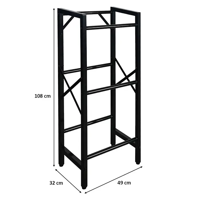 Getränkekistenregal KÖNIGSSEE M 108x49x32 3 Kisten auf 3 Ebenen Schwarz -  - Schwarzes Metallgestell/Regal mit Maßen 108 cm (Höhe), 49 cm (Breite) und 32 cm (Tiefe).