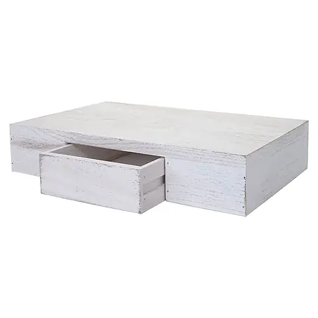 Wandregal Ilse 8x40x25cm Regal Hängeregal mit Schublade 40cm Weiß shabby