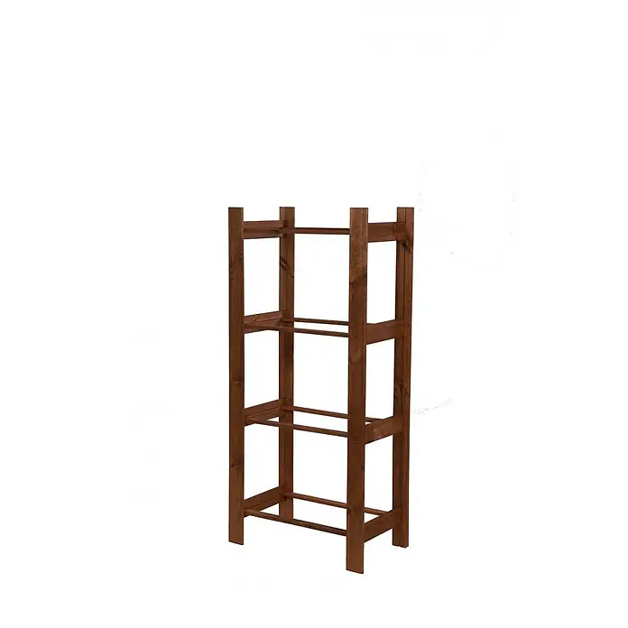 Getränkekistenregal PINEPEAK 149x70x38,8cm für 4 Kisten Kiefernholz Braun -  - Dunkelbraunes dreistöckiges Holzregal mit offenen Latten.