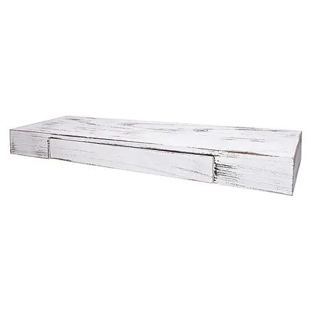 Wandregal 8x80x25cm Schublade Massiv-Holz Weiß Schweberegal Wandboard